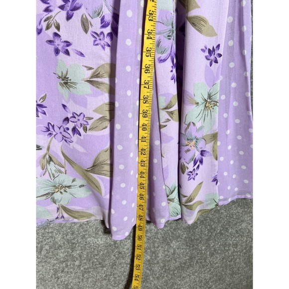 VTG Roamans Maxi Dress Womens Size 14W Purple Green Yellow Floral Polka Dot‎ - Picture 5 of 5